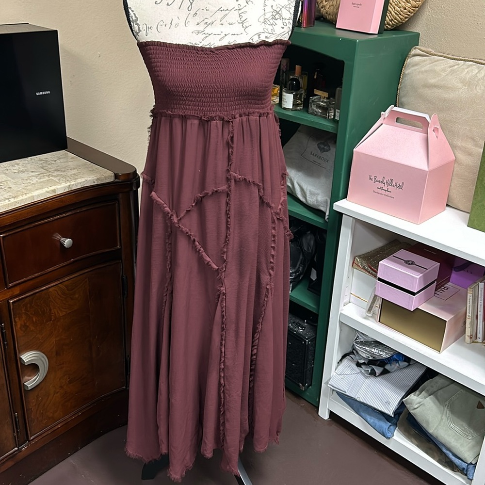 Strapless Burgundy Dress